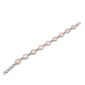 Handmade 92.5 Sterling Silver <b>Bracelet</b> with Natural Rose Quartz <b>Gemstone</b> Fine Beaded Anniversary Gift with Personal Birthstone - Product Image 3