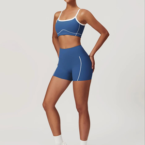 Conjuntos Deportivos Elegantes para Mujer, Impermeables, de Secado Rápido, Transpirables, Shorts de Yoga con Patrón Sólido, Tops Casuales de Yoga con Logotipo Frontal - Product Image 1