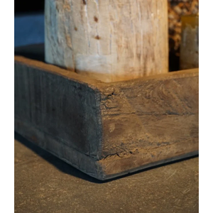 Bandeja de Servir sin Asas de Madera Reciclada, Acabado Pulido, Natural, Hecha en India, Decoración para el Hogar, Navidad, Bodas - Product Image 1