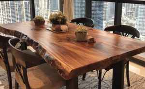 Mesa de comedor cuadrada ecológica hecha a mano de madera maciza rústica moderna para uso escolar de hotel y apartamento - Product Image 2