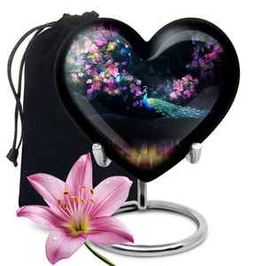 Coeur Urne Paon Urne Commémorative Pour Cendres Souvenir Crémation Personnalisée Petite Urne Faune Décorative pour Cendres Adultes - Product Image 2