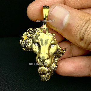 14K oro sólido Mapa de África diamante León colgante joyería fina. - Product Image 1