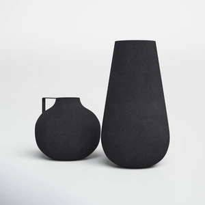 Vase à fleurs en métal enduit noir salon créatif fleur séchée décoration de la maison dessus de Table Vase à fleurs fait main - Product Image 2