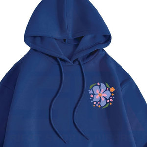 Sweat-shirt à capuche pour femme, décontracté, en polaire doux, bleu royal, esthétique florale, surdimensionné, broderie sur le devant - Product Image 6