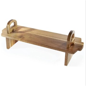 Plateau sur pied en bois au design moderne, personnalisable, de qualité alimentaire, pour le service, le rangement, support multifonctionnel pour salle de bain et cuisine - Product Image 5