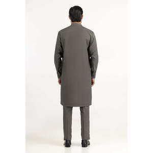 Kurta gris pour homme, coupe classique, pour tenue de marié - Product Image 4