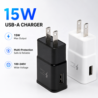 Cargador de Pared USB-A de 15W, 5V2A, Enchufe Estadounidense, Carga Rápida para iPhone, Samsung, Teléfonos Móviles Android