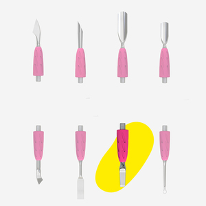 Empujador combinado de uñas profesional UNIQ 14 hoja doblada Combo UNIQ 14 hoja doblada mango liso empujador de uñas de cutícula de doble extremo - Product Image 3