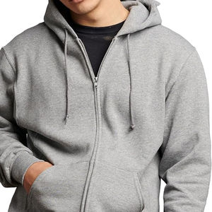 Pull polaire bon marché à logo personnalisé en gros pour hommes 100% sweats à capuche en coton molletonné à fermeture éclair - Product Image 4