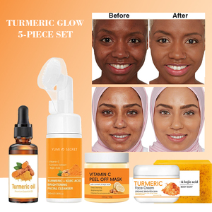 Set <span class=keywords><strong>de</strong></span> Cuidado <span class=keywords><strong>Facial</strong></span> <span class=keywords><strong>de</strong></span> Cúrcuma <span class=keywords><strong>de</strong></span> Marca Blanca, 5 Piezas: Limpiador <span class=keywords><strong>Facial</strong></span>, Sérum, Crema, Mascarilla, <span class=keywords><strong>Kit</strong></span> <span class=keywords><strong>de</strong></span> Cuidado <span class=keywords><strong>Facial</strong></span> Antiacné y Blanqueador para Mujer - Product Image 2