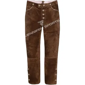 Authentique bavarois Lederhosen allemand autrichien hommes véritable cuir de vachette daim pantalon boutons avant arrière poches latérales boucles de ceinture