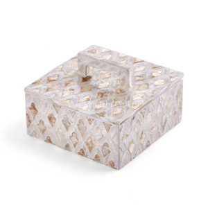 Boîte à bijoux en nacre faite à la main avec un design flexible, incrustation décorative de coquillages, rangement pour les intérieurs modernes - Product Image 2