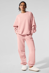 Sudaderas en blanco de cuarzo rosa de gran tamaño para mujer, ropa de calle transpirable de algodón para mujer, sudaderas con capucha y sudadera para mujer - Product Image 3