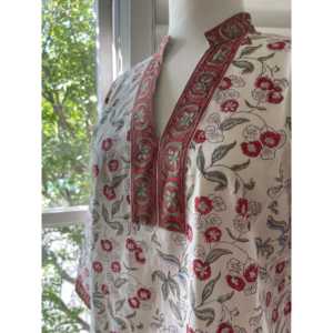 Kurta Navideña con Estampado de Bloques para Mujer, Elegante, Casual, Talla Grande, Vestido Largo hasta el Suelo, Transpirable, Tallas XS-5XL, para Fiestas Diurnas - Product Image 1