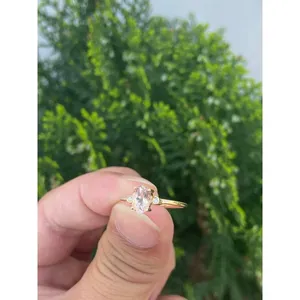 14K Gold Natural Morganite Oval Cut <b>Ring</b> Handmade Luxury Fine Jewelry Wholesale Supplier - Product Image 2