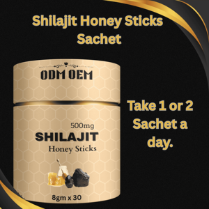 Extracto de resina pura de Shilajit del Himalaya con miel 500mg 8gm Sticks cultivados salvajes empaquetados en botella tambor o contenedor de vidrio - Product Image 3