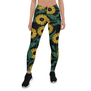 Best Quality Women's Leggings Sublimated Yoga Pants Leggings High Waist Workout Leggings With Sunflower Printed Design - Product Image 1