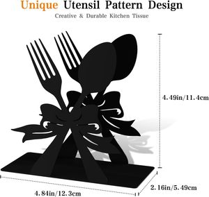 ที่ใส่ผ้าเช็ดปากแบบตั้งทันสมัยสำหรับโต๊ะที่ใส่กระดาษเช็ดปากโลหะสีดำส้อมช้อนธีมที่วางผ้าเช็ดปากสำหรับห้องครัวที่บ้าน - Product Image 2