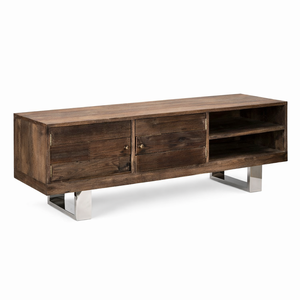 Mueble de TV de madera recuperada maciza de estilo antiguo, sala de estar reciclada para muebles de madera, soporte de TV para el hogar de estilo antiguo - Product Image 1