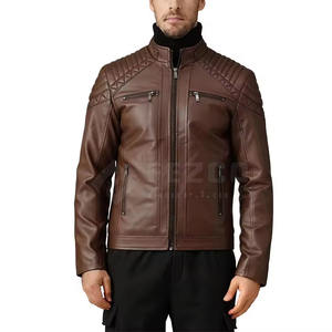 Chaqueta de Invierno de Cuero Marrón para Hombre, Estilo Moderno, Ajustada, de Moda Urbana, Fabricada por un Fabricante de Ropa Exterior - Product Image 4