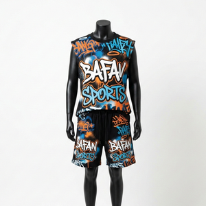 Ensemble de t-shirts sans manches pour femmes, 160 GSM, polyester de qualité supérieure, maille noire, motif graffiti, logo personnalisé par sublimation - Product Image 5