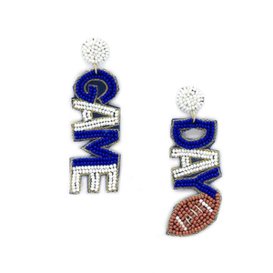 ต่างหูลูกปัด Gameday ทำด้วยมือมีเอกลักษณ์เฉพาะสีทีมและการออกแบบชุบทอง - Product Image 3