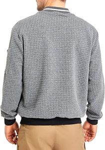 เสื้อแจ็กเก็ตบอมเบอร์แบบลำลองสำหรับผู้ชายผ้าแคนวาสสีเทาแบบมีซิปด้านหน้ามีกระเป๋าด้านข้างปรับความสบายได้สำหรับฤดูหนาว - Product Image 5