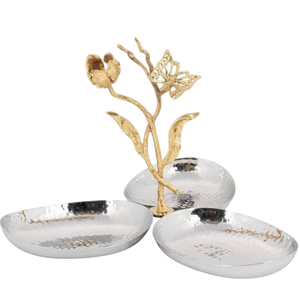 Cuenco para servir de frutas y ensaladas Vintage, cuenco decorativo para servir comida de diseño antiguo con acento Floral dorado para bodas y eventos - Product Image 4