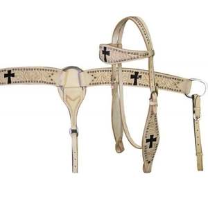 Tarifs de gros usinés à la main en cuir véritable personnalisé Western Horse Headstall & Breast Collar - Product Image 2