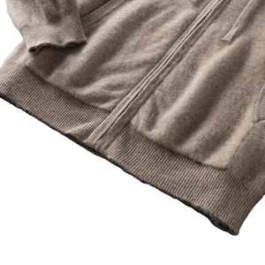 Automne et hiver 100% laine mérinos hommes haut tricoté fermeture éclair à capuche fermeture éclair Cardigan tricoté manteau pull à capuche - Product Image 2