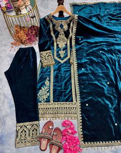 Magnifique à la recherche d'une couleur incroyable bon prix costume Salwar en velours lourd vêtements pakistanais abordables pour les femmes - Product Image 6