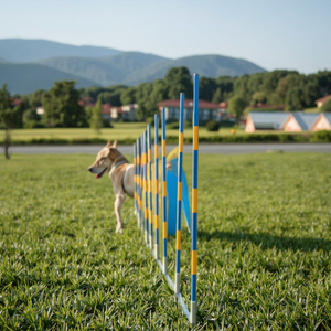 Equipo de Entrenamiento de Agilidad para Perros, 12 Postes Plegables de Acero con Base de Plástico, Impermeable IP67, Postes de Slalom para Perros - Product Image 1