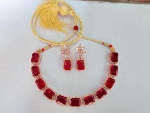 Conjunto de pendientes de collar chapados en oro de 22 quilates de grado premium con piedra natural, conjunto de joyería de collar diseñado a la moda - Product Image 4