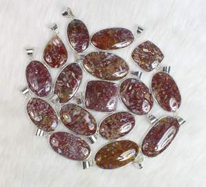 จี้พลอยอาเกตรากปาล์มอัญมณีจี้เงินแท้จี้แบบห้อยสำหรับผู้หญิงจี้ห้อยคอรูปต้นปาล์ม - Product Image 2