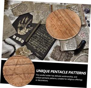 Pentagrama Portavelas de madera Pilar Vela Portavelas rústico Tarot Decoración Bruja Estrella Boda Vela Escritorio de oficina - Product Image 5