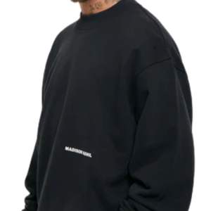 Sudadera de cuello redondo de gran tamaño Core, forro polar de algodón pesado negro, ropa de calle de ajuste relajado, puños acanalados, cálido, duradero, Moderno - Product Image 6