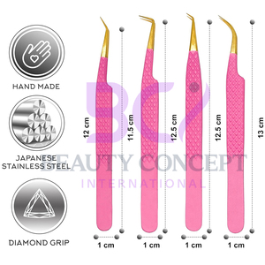Pretty Soft Pink Color Eyelash Tweezers Different Color Pointed New Arrival Non Slip Product Eyelash Extension Tweezers - Product Image 4