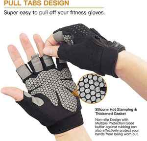 UNIQUE GYM WEAR Gants de musculation unisexes en cuir à demi-doigts, respirants, légers, avec sangle de poignet réglable pour la gym et le fitness - Product Image 3