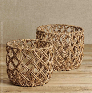 Panier en abaca/VasateTM Paniers en ficelle de jacinthe d'eau tissée en gros - Product Image 1