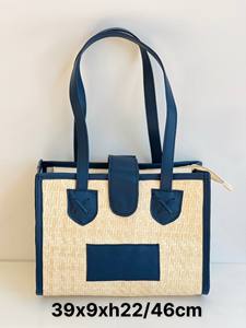 Lujoso modelo ecológico, nuevo, tejido a mano, juncia, hierba, Bolso con solapa para mujer, cierre abierto, dos asas, decoración Floral, capacidad de 1L - Product Image 3