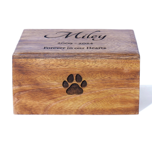 Engraved Mangowood Pet Urn <b>Cat</b> & Dog Memorial Keepsake Memorial Urn <b>Box</b> Thoughtfully Designed Burial Casket for Animals - Product Image 3