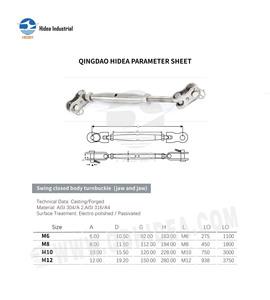 Tensor de acero inoxidable de cuerpo cerrado con mordaza y mordaza de gancho, pulido, para amarre marítimo, conector de eslinga para grúa y montaje - Product Image 6