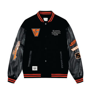 Chaqueta con letras de béisbol con bordado de chenilla de lana personalizada más vendida para hombre estilo de calle con cuello levantado - Product Image 6