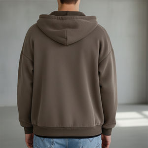 High Quality 100% Cotton <b>Fleece</b> Winter Embroidered <b>Oversized</b> Zipper <b>Hoodie</b> Drop Shoulder Plain Customizable <b>Man</b> Hoodies - Product Image 6