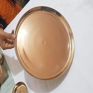 India Kansa Gold Thali Set Durable Reutilizable Sin BPA Mesa de comedor de metal para el hogar Hotel Propósito de regalo Ideal para la hospitalidad Set 6 - Product Image 3