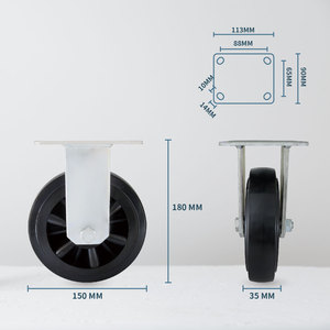 CCE 150mm Rigid Industrial Flat Free <b>Roller</b> Wheels with Nylon and Steel Frame Precision Bearings - Product Image 2