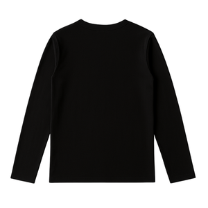 <b>Women</b> Black Long Sleeve V Neck <b>T</b> <b>Shirt</b> 100% Luxury Organic Cotton Pre Shrunk GOTS Certified Premium Soft Classic Fit Tee - Product Image 2