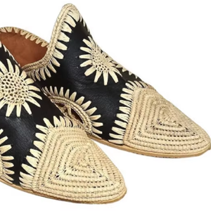 Zapatos de rafia marroquí, zapatillas de rafia, zapatillas de rafia tradicionales, babuches de rafia, hechos a mano - Product Image 1