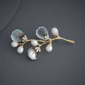 Broche de Moda para Fiesta, Modelo 171142, Chapado en Cobre con Cristales de Estrás y Aleación, Adornado con Diamantes y Perlas, Ideal para Regalo - Product Image 4