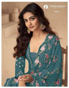 ชุดซาลวาร์แบบดั้งเดิมแขน3/4ลายเพชรหลายลำดับสำหรับงานผ้าไหม Chinon แบบแอร์เท็กซ์อากาศหนัก - Product Image 5